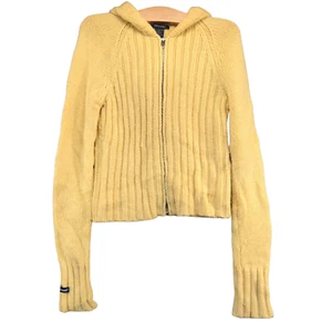 Abercrombie Boys Full Zip Lambs Wool Sweater Yellow Size XL Hooded - Picture 1 of 11