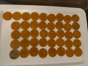 41 Vintage 30er Jahre Bakelit Poker Chips Butterscotch marmoriert Wirbel Catalin - Bild 1 von 6