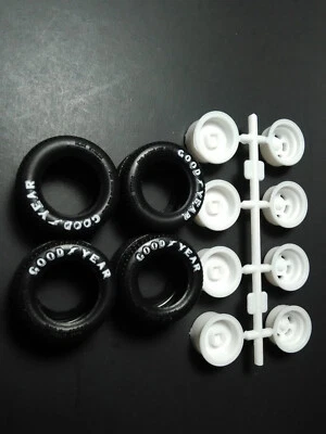 34 Slammer Modified 1/25 MPC Super Wide Goodyear Tires 5 Slot Rims Pad Printed - Image 1 of 2