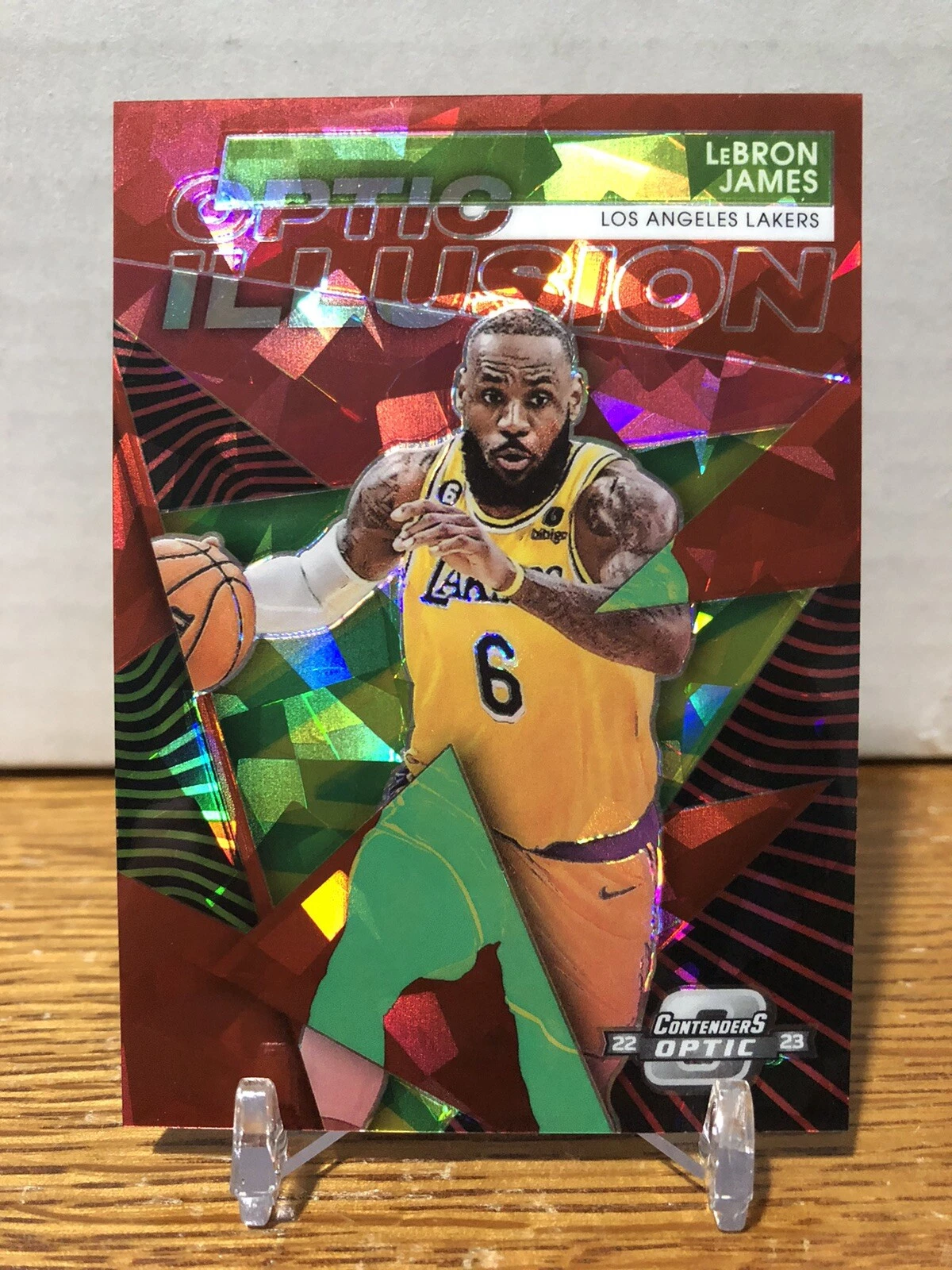 2022-23 Contenders Optic Illusion LeBron James Red Ice Prizm #25