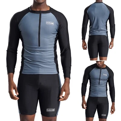 Herren UPF 50+ Rash Guard Badeanzug Swim Top und Swim Shorts Bademode Badeanzug - Bild 1 von 3