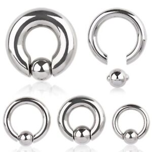 8G-4G Captive Bead Ring Body Jewelry Spring Action Bead Surgical Steel