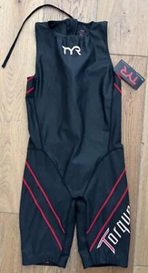 TYR Men's XS Black Red TORQUE PRO Zip Back Short John Swimskin USA Made New Box - Picture 1 of 9