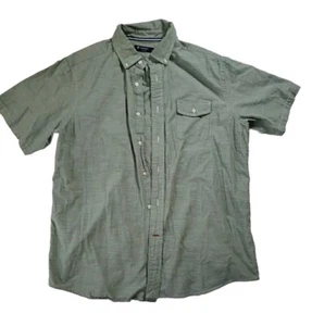 Cremieux Men's Short Sleeve Button Down 100% Cotton Shirt Size Large Green - Picture 1 of 7