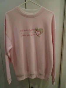 M&C Sportswear Ladies Sweatshirt with Cat Motif Pink with Lettering. Size M - Picture 1 of 5