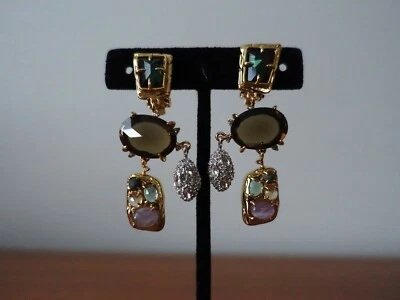 PENDIENTES CLIP ARAÑA MULTIPIEDRA SEMIPRECIOSOS ALEXIS BITTAR. NUEVO Foto 1 de 4