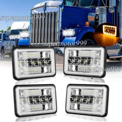 4pcs 4x6" LED Headlights Fit Kenworth T800 T400 T600A W900 Peterbilt 357 378 379 - Image 1 of 4
