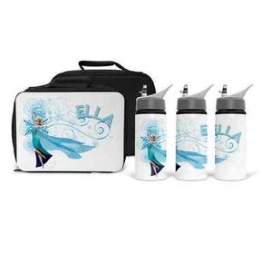 Personalised FROZEN Kids Water bottle and/or Lunch Bag - Picture 1 of 6