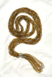 Vintage Flapper SAUTOIR Tassel Beaded Necklace - Gold Clear Beads - Picture 1 of 9