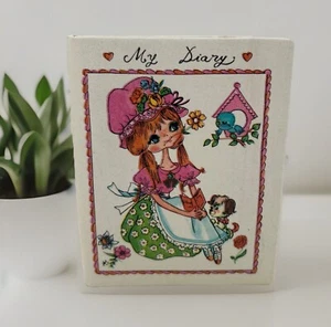 RARE VTG 1969 Girls Diary Unused My Diary Pocket Size Journal Floral Puppy Birds - Picture 1 of 8