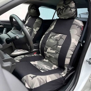 Army Gray Camo Black Canvas Front Car Interior Seat Covers For Gladiator - Bild 1 von 7