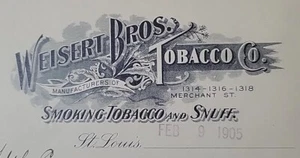 1905 Antique Document, Weisert Bros. Tobacco Co. St. Louis MO, Signed - Picture 1 of 11