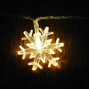 Funciona con Pilas Blanco Cálido Grande Copos Nieve 20 LED 3M Fairy Cuerda Luces - Imagen 1 de 3