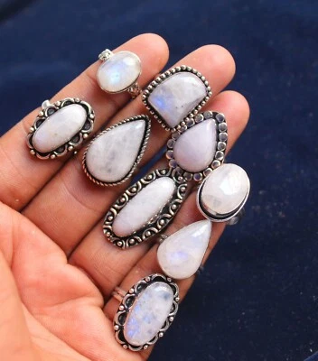 Moonstone Gemstone Rings Handmade Rings Silver Overlay Rings For Women T@-18 - Изображение 1 из 4