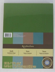Recollections Cardstock Paper 8 1/2" x 11" 50 Sheets 65 lb 5 color EARTH - Picture 1 of 5