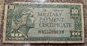 MILITARY PAYMENT CERTIFICATE SERIES 611, 10 CENTS NOTE - Picture 1 of 2