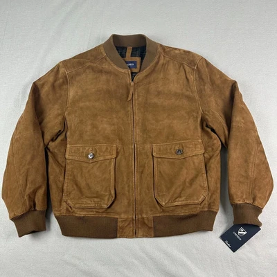 Men’s Daniel Cremieux Brown Suede Leather Bomber Jacket Insulated - Size: Medium - Image 1 of 4