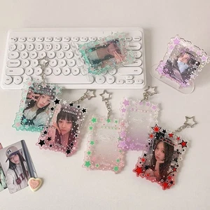 Portable Kpop Photo Card Holder Keychain Shining Stars Idol Card Cover Girls - Picture 1 of 16
