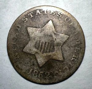 1852  “Trime” Three Cent Silver Small Star Series - Picture 1 of 2