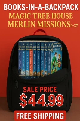 Books-in a-Backpack Magic Tree House Merlin Missions 1-27 Special Sale $44.99 - Image 1 of 4