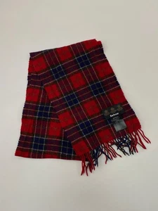 Barbour Checked Wool Red Long Scarf - Picture 1 of 4