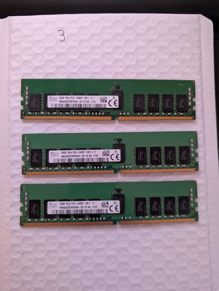 HMA82GR7MFR4N-UH - SK Hynix 48GB (3x 16GB) DDR4-2400 RDIMM PC4-19200T-R RAM - Image 1 of 1