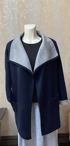 Herbst Kaschmir doppellagige Strickjacke vorne offen - marine & meliert grau Gr. S - Bild 1 von 4