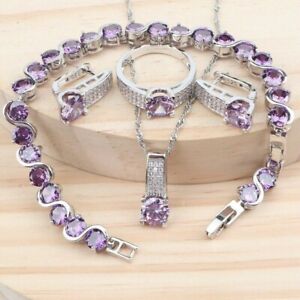15.29 Ct Round Simulated Purple Amethyst Necklace 14K White Gold Plated