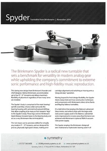 Audio Data Sheet - Symmetry - Brinkmann - Spyder - Turntable - Brochure (CE18) - Picture 1 of 1