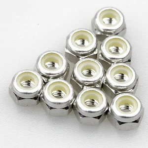 10 PIEZAS ALIENTAC Aluminio M3 Plata Nylon Inserto Hexagonal Tuercas Autobloqueantes - Imagen 1 de 2