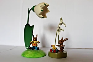 KWO & Ulbricht Osterhasen mit Blume Erzgebirge Deko handbemalt Holzfigur - Bild 1 von 9