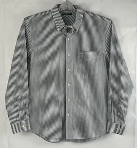 Van Heusen Studio Long Sleeve Button Up Shirt Slim Fit Size M Striped Gray - Picture 1 of 11