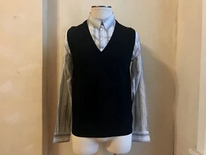 ALEXANDER MCQUEEN McQ SILK STRIPE SHIRT WITH BLACK KNIT V NECK VEST ALL IN 1 S L - Picture 1 of 12
