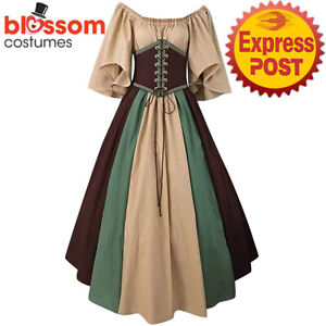 N870 Lace Up Gown Game Thrones Renaissaance Medieval Queen Fancy Dress Costume