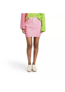 Victor Glemaud For Target Pinstripe High-Rise Mini Jean Skirt Pink Size 6 - Picture 1 of 7