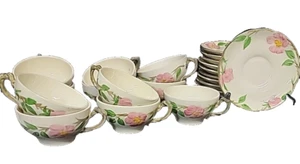 Franciscan Desert Rose Flat Cup & Saucer 11 Sets 22 Pieces - Picture 1 of 9