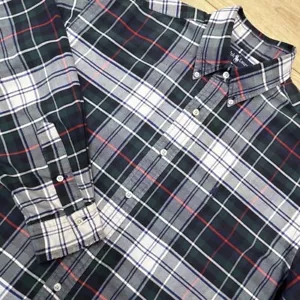 Ralph Lauren Herren Button Down Hemd Vintage Large Langarm Baumwolle Grün Blau - Bild 1 von 13