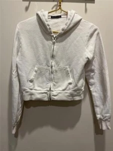 Brandy Melville white cropped hoodie  - one size - Picture 1 of 1