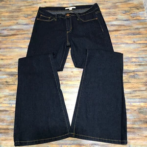 Forever 21 Denim Jeans Flare Bell Bottoms Low Rise Dark Wash Blue Womens Size 29 - Picture 1 of 11