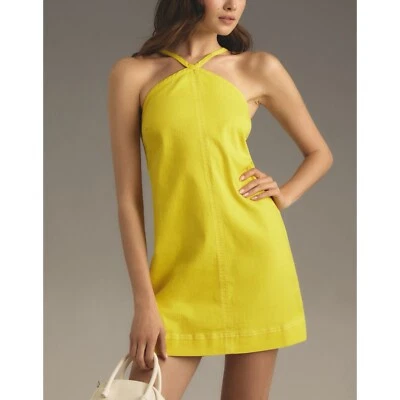 Mini Vestido Anthropologie The Judie Halter Denim Swing para Mujer XL Amarillo Nuevo con Etiquetas Foto 1 de 4