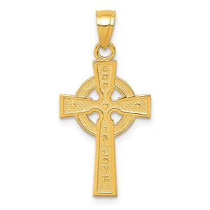 10K Yellow Gold Reversible GOD IS LOVE Celtic Cross Pendant 0.73gm L-28 mm - Picture 1 of 3
