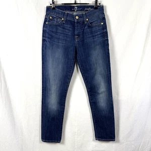 7 For All Mankind Jeans Womens Sz 24 Josefina Skinny Boyfriend Button Fly Dark - Picture 1 of 13