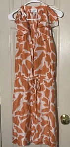 Ann Taylor Loft 100% Silk giraffe print ruffle Dress Size 12 - Picture 1 of 8