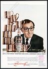 1966 Moscow Mule copper mugs Woody Allen photo Smirnoff vodka vintage print ad