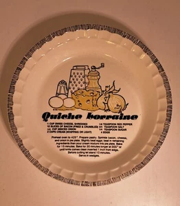 Royal China Jeannette Quiche Lorraine Pie Plate with Recipe 11" Deep Baking Dish - Picture 1 of 5