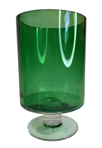 Jarrón de vidrio verde modernista década de 1970 de colección con base transparente posiblemente de Erickson/vikingo - Imagen 1 de 8
