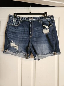 Zenana 2X Jeans Shorts DOP-1586X Cuffed Distressed Dark Wash Womens Plus Size - Picture 1 of 6