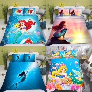 The little mermaid 3D Duvet Cover Quilt Bedding Sets + Pillowcases Xmas Gifts - Picture 1 of 16