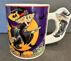 Halloween mug Witch On Broom 4”T Vintage - Picture 1 of 7