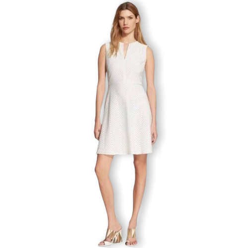 Abito Tory Burch donna XL bianco senza maniche maglia chevron corto casual donna